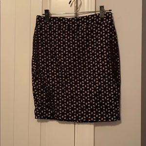 Black and Tan eyelet pencil skirt Loft size 4P
